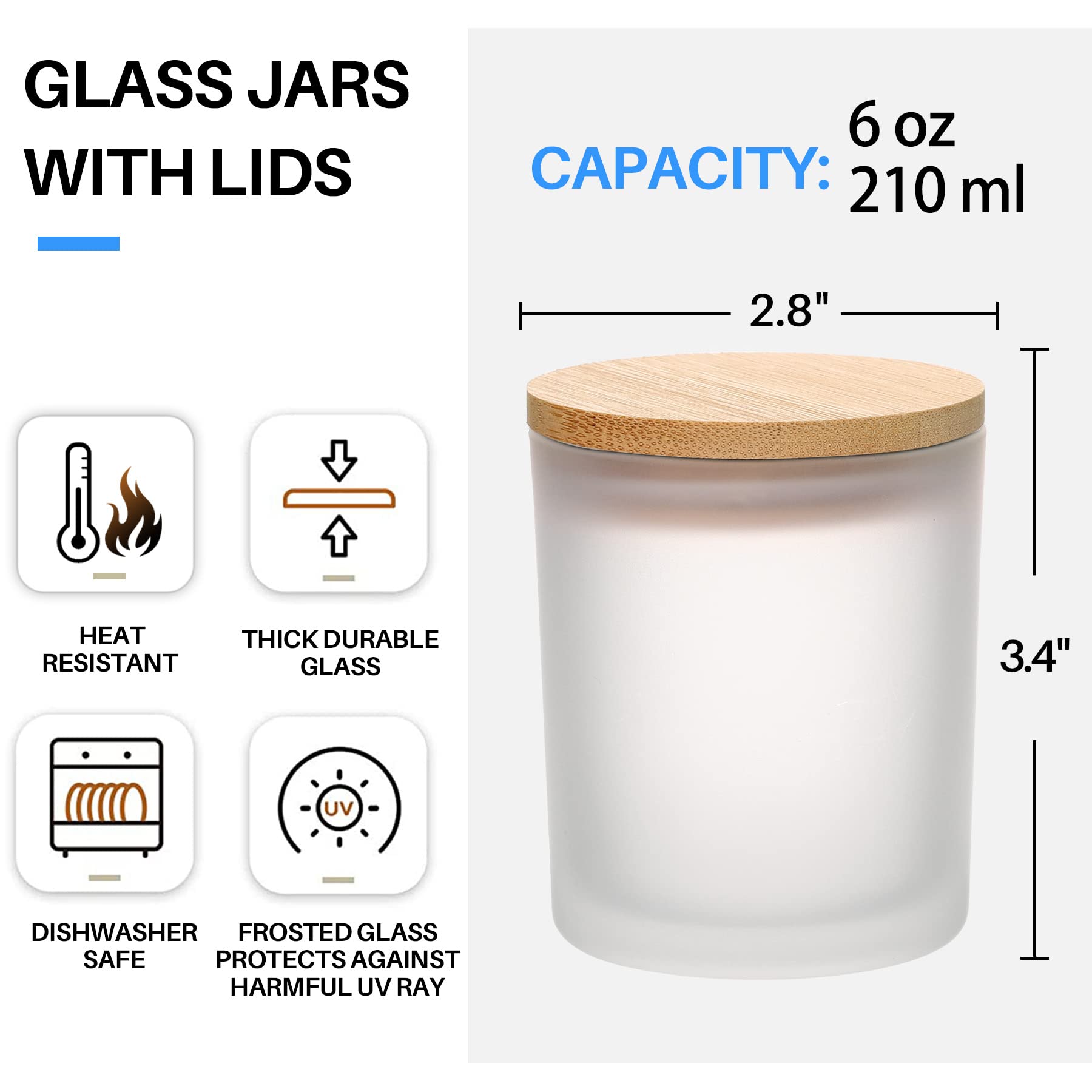 6-Pack 6OZ Frosted Amber Glass - đánh giá và giá Candle Making Supplies Jars